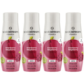 SodaStream Cranberry Raspberry Zero Calorie 4-pack front view for healthier sparkling water options.