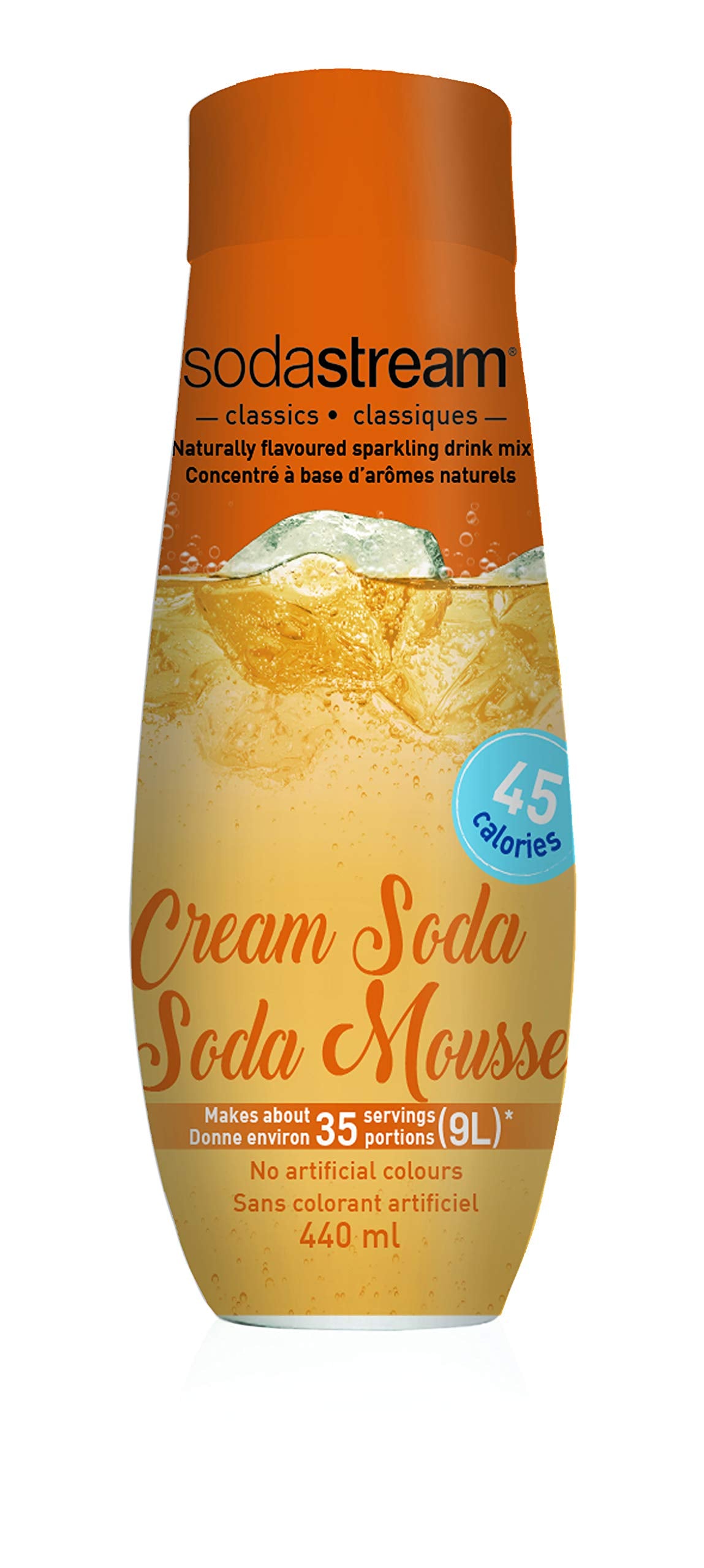 Sodastream Cream Soda Syrup being poured into water to brew crisp, caffeine-free soda.