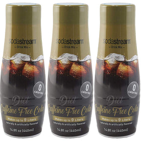 SodaStream Diet Caffeine Free Cola 3-pack packaging highlights zero calories.
