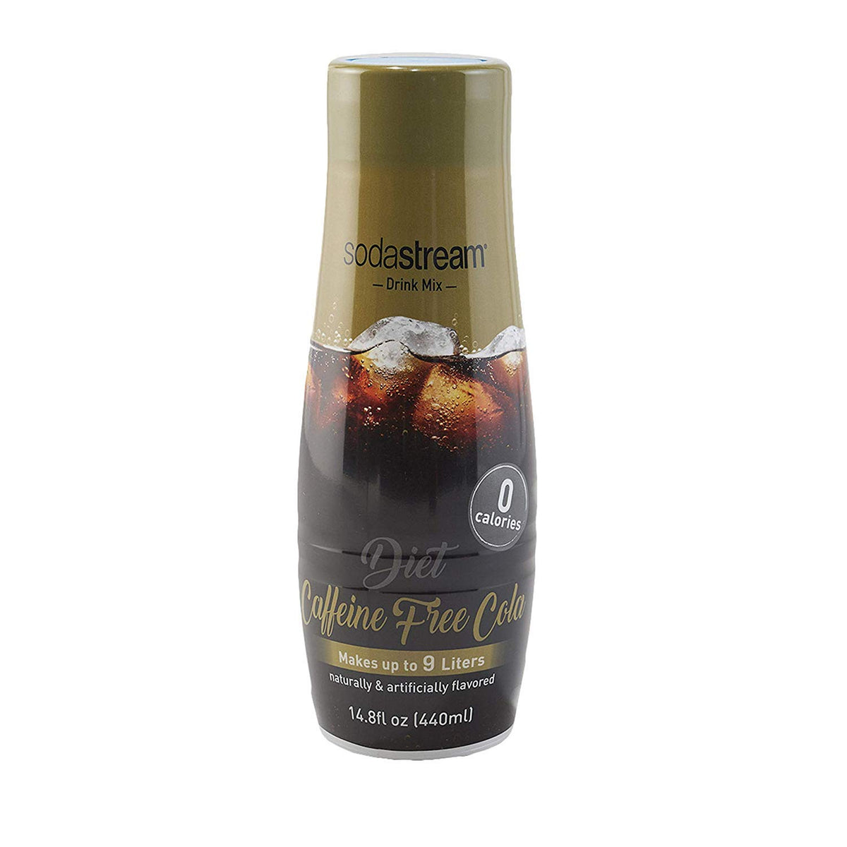 SodaStream Diet Caffeine Free Cola 440ml 2-pack bottle and glass setup for refreshing bubbles.