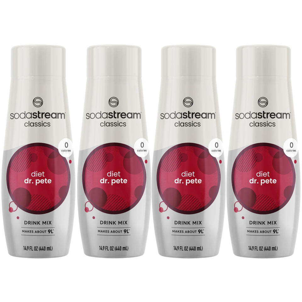 Sodastream Diet Dr Pete 4-pack front view for easy at-home fizzy drinks