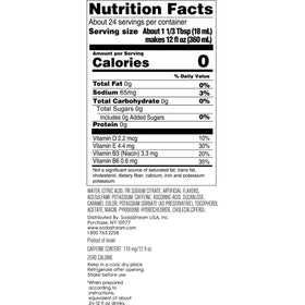 SodaStream Diet Energy label highlighting sugar-free, flavor options.