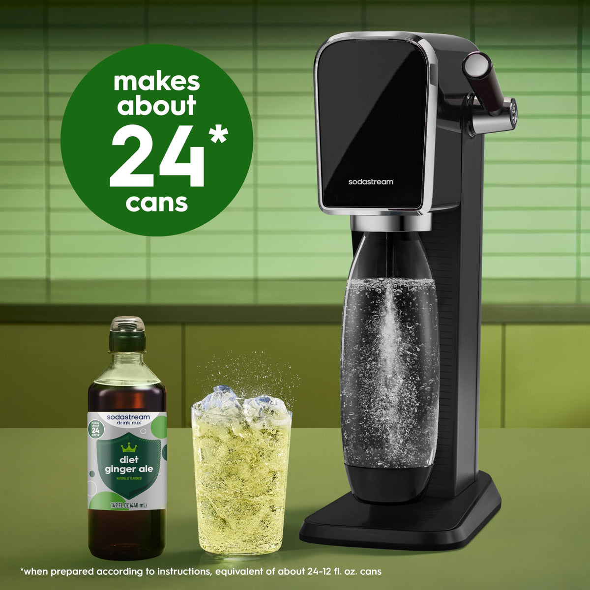 SodaStream Diet Ginger Ale bottle pour, quick fizzy prep for everyday refreshment