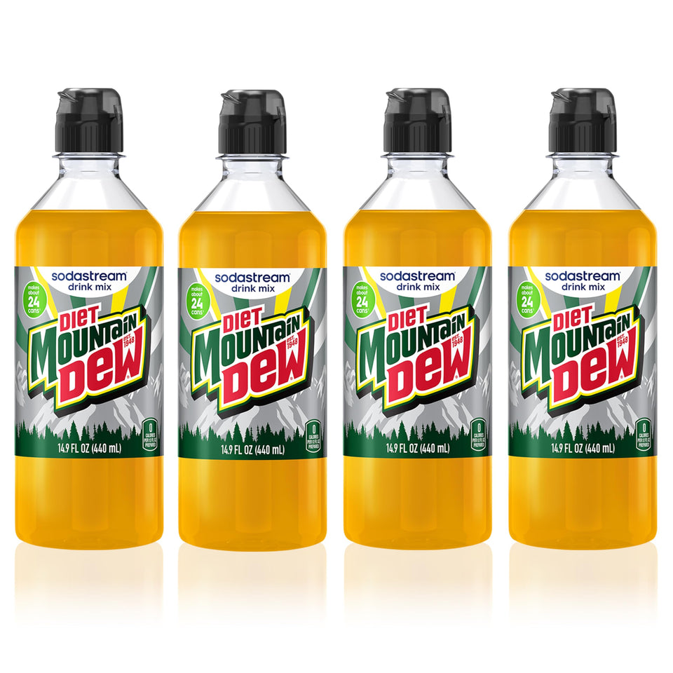Sodastream Diet Mountain Dew 4-pack bottles ready for at-home fizz