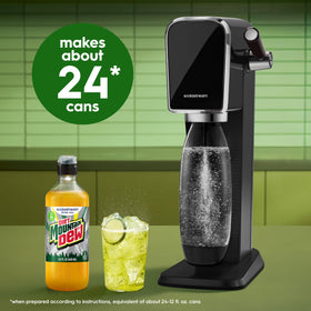 Sodastream Diet Mountain Dew packaging label highlighting the four-bottle set