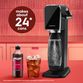 SodaStream Dr Pete New Pour four-pack displayed in kitchen