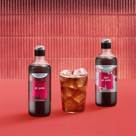 SodaStream Dr Pete New Pour setup on modern kitchen counter