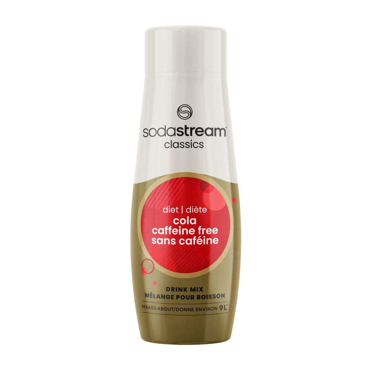 SodaStream Fountain Style Diet Cola packaging highlights quick, mess-free setup.