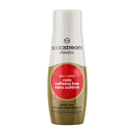 SodaStream Fountain Style Diet Cola packaging highlights quick, mess-free setup.