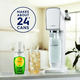 Close-up of the SodaStream Ginger Ale bottle showing fizz and aroma.