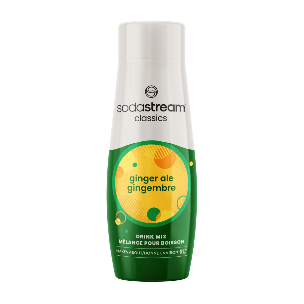 SodaStream Ginger Ale syrup bottle poured for a refreshing at-home soda.