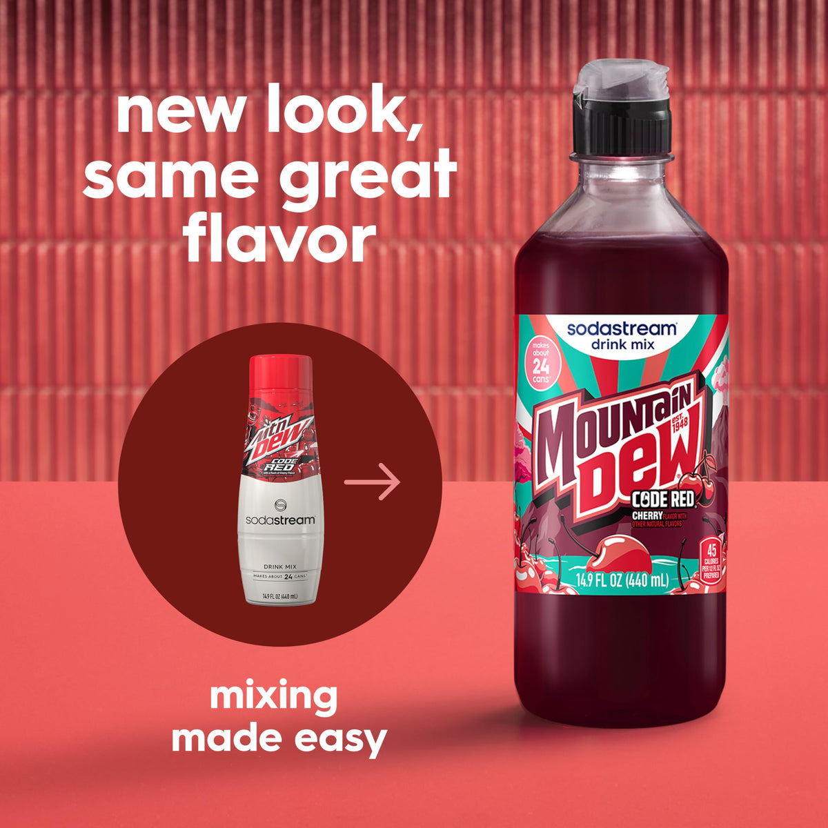 Close-up of MTN Dew Code Red bottle design highlighting easy pour.