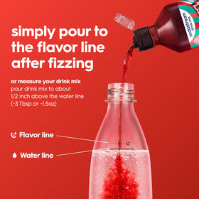 Glass of MTN Dew Code Red freshly carbonated with SodaStream.