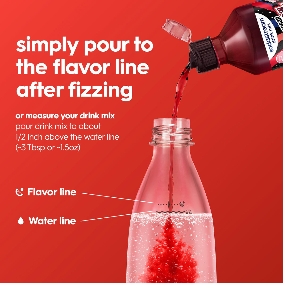 SodaStream MTN Dew Code Red Zero serving idea for personalized beverages.