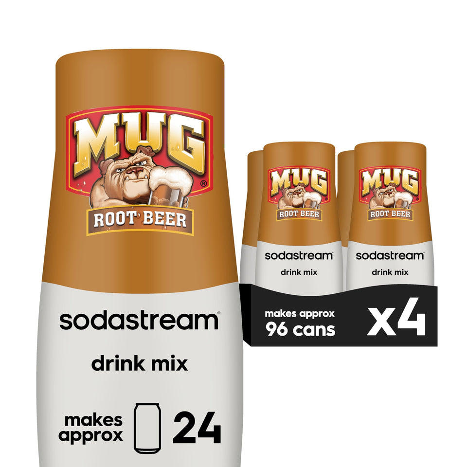SodaStream MUG Root Beer 4-pack front view showcasing bold flavor at home.