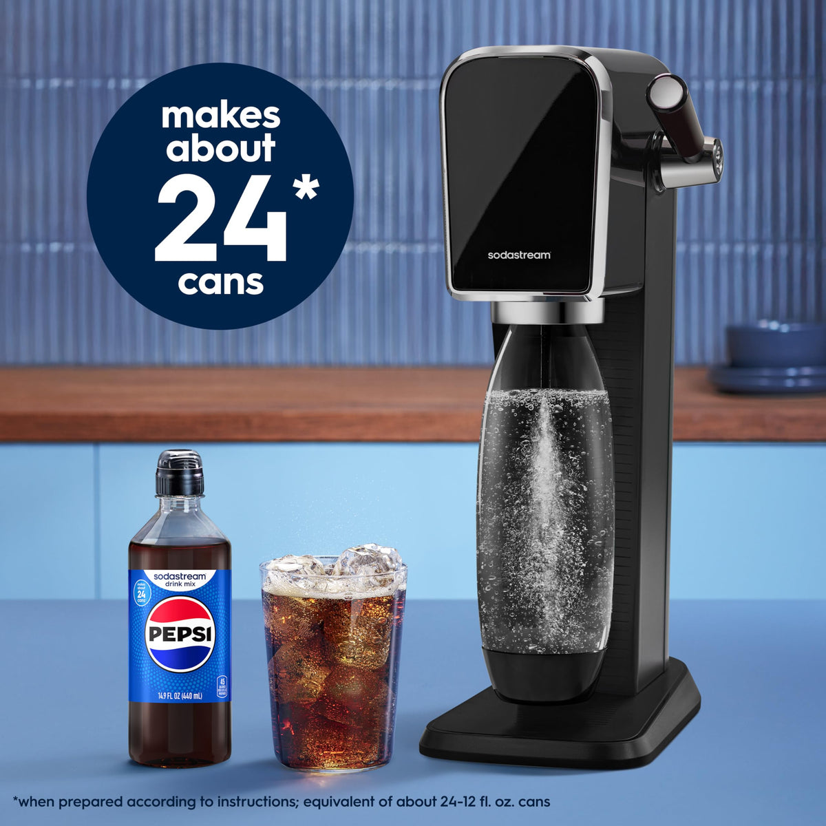 Sodastream Pepsi MTN Dew glass serve demonstrates refreshing beverages for entertaining guests.