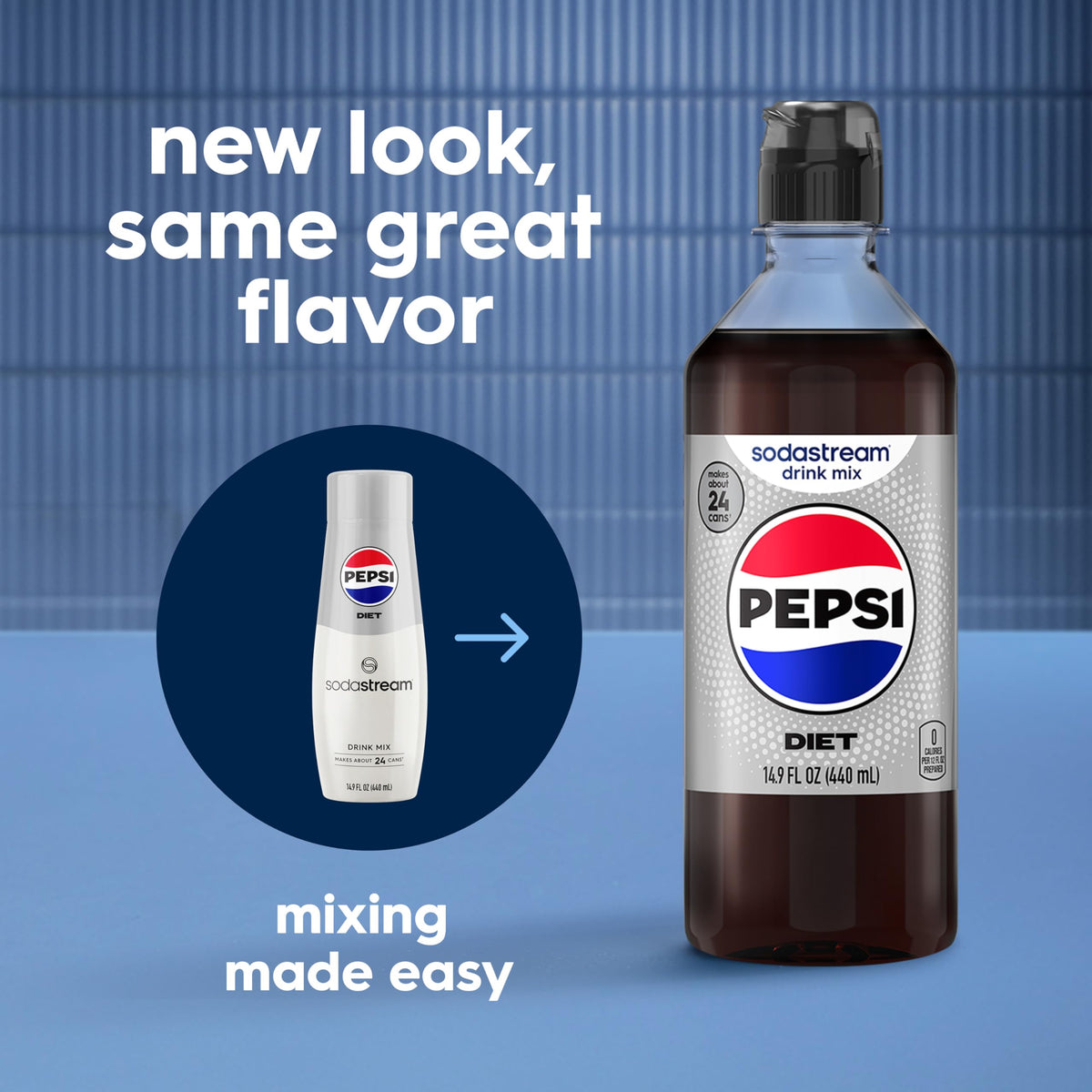 Sodastream Pepsi variety pack bottle close-up—bold label and lively bubbles.