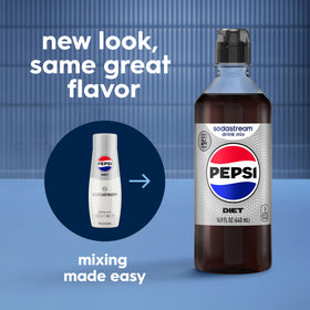Sodastream Pepsi variety pack bottle close-up—bold label and lively bubbles.