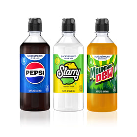 SodaStream Pepsi variety pack bottle pour with crisp fizz for quick zero calorie refreshment