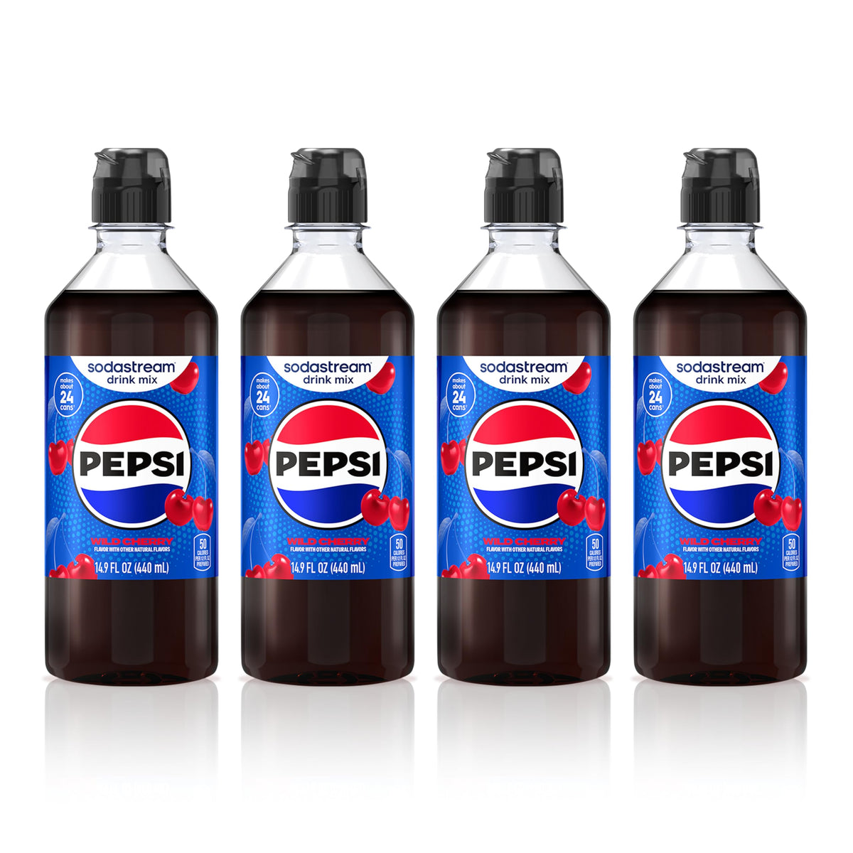 SodaStream Pepsi Wild Cherry bottle front view for easy at-home flavoring