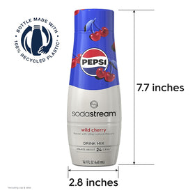 SodaStream Pepsi Wild Cherry drink mix ingredients, ready to mix with cold sparkling water