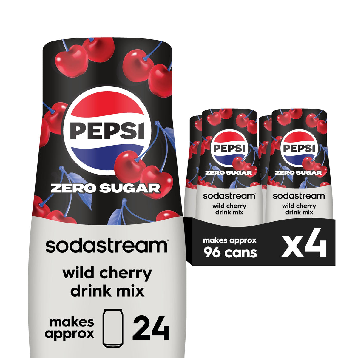 SodaStream Pepsi Wild Cherry Zero Sugar packaging front for at-home flavoring