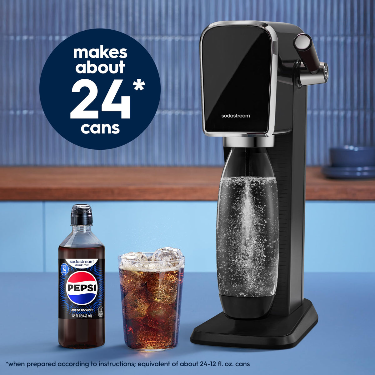 SodaStream Pepsi Zero Sugar New Pour cap detail on eco-friendly bottle.