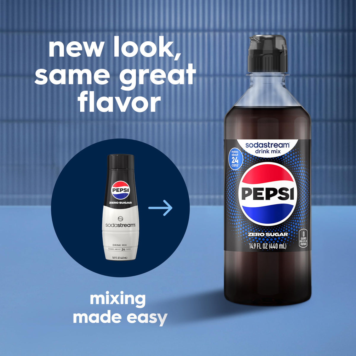 SodaStream Pepsi Zero Sugar New Pour being poured into bottle for customizable sweetness.