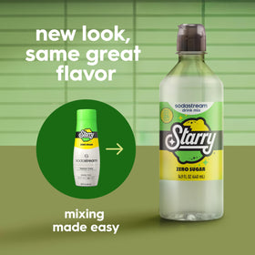 SodaStream Starry Zero drink mix syrup demonstrates zero-calorie flavoring for home use.