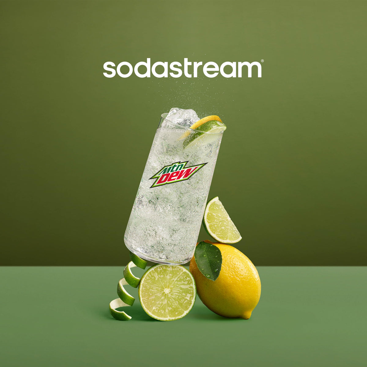 SodaStream variety-pack display on kitchen counter with assorted flavors.
