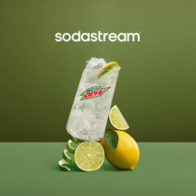 SodaStream variety-pack display on kitchen counter with assorted flavors.
