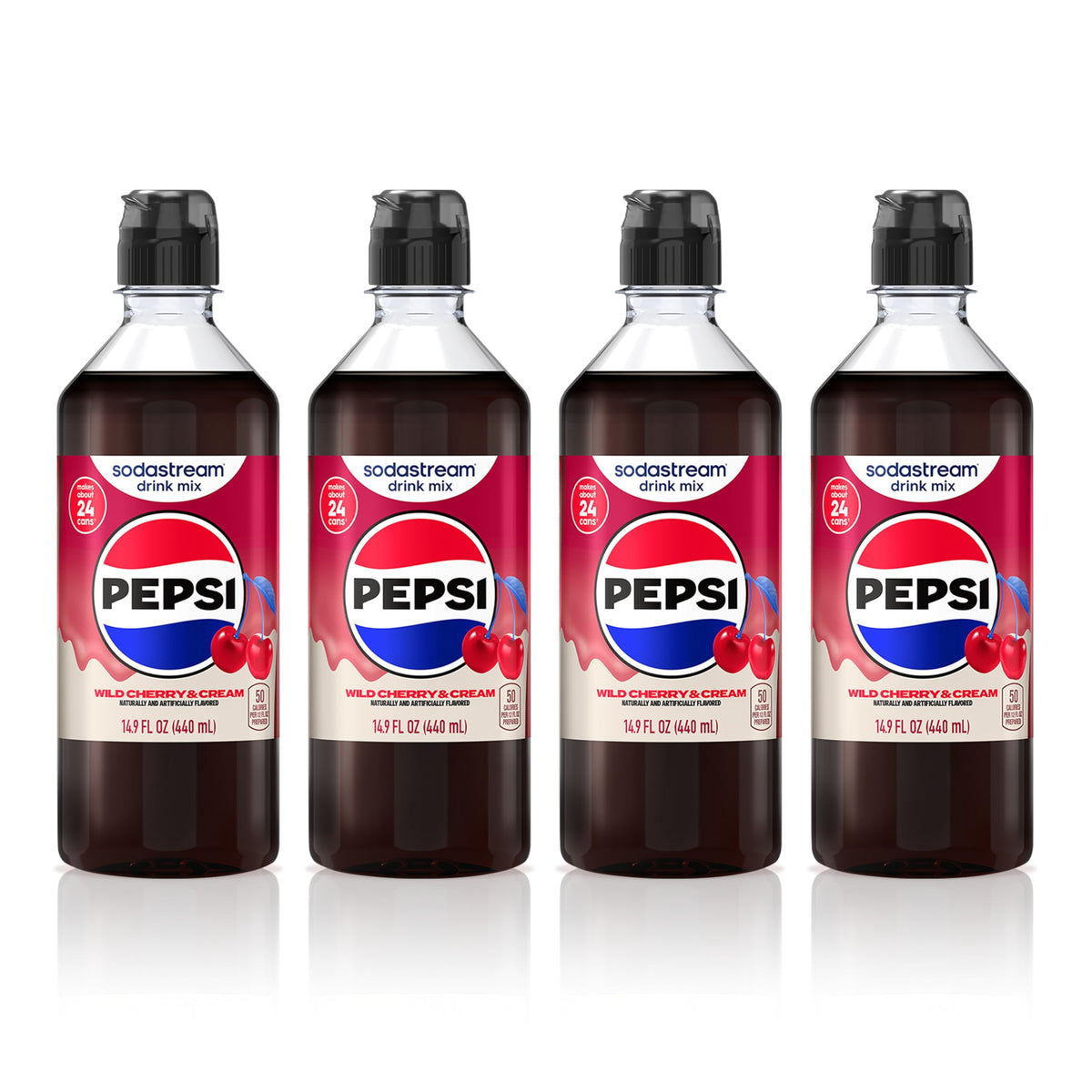 SodaStream Wild Cherry Pepsi bottle pour showing zero-calorie fizz at home