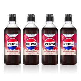 SodaStream Wild Cherry Pepsi bottle pour showing zero-calorie fizz at home