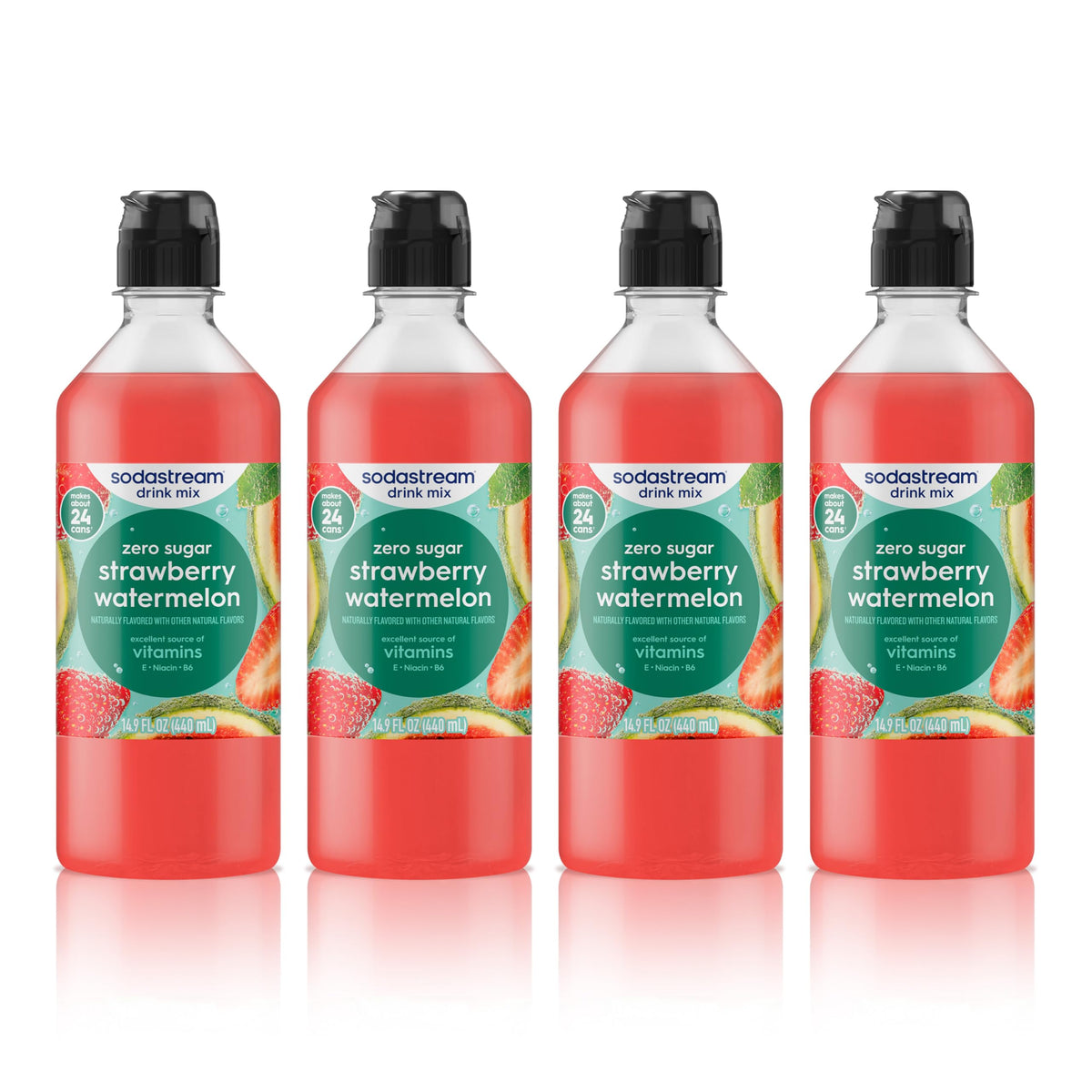 SodaStream Zero Strawberry Watermelon bottle 4-pack for convenient at-home fizz and flavor control