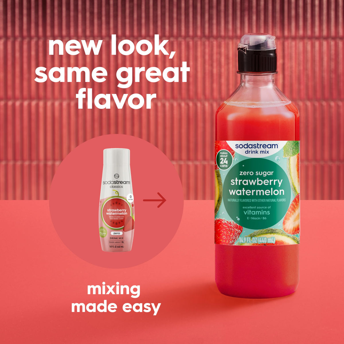 SodaStream Zero Strawberry Watermelon drink mix pour showing easy flavoring for your soda