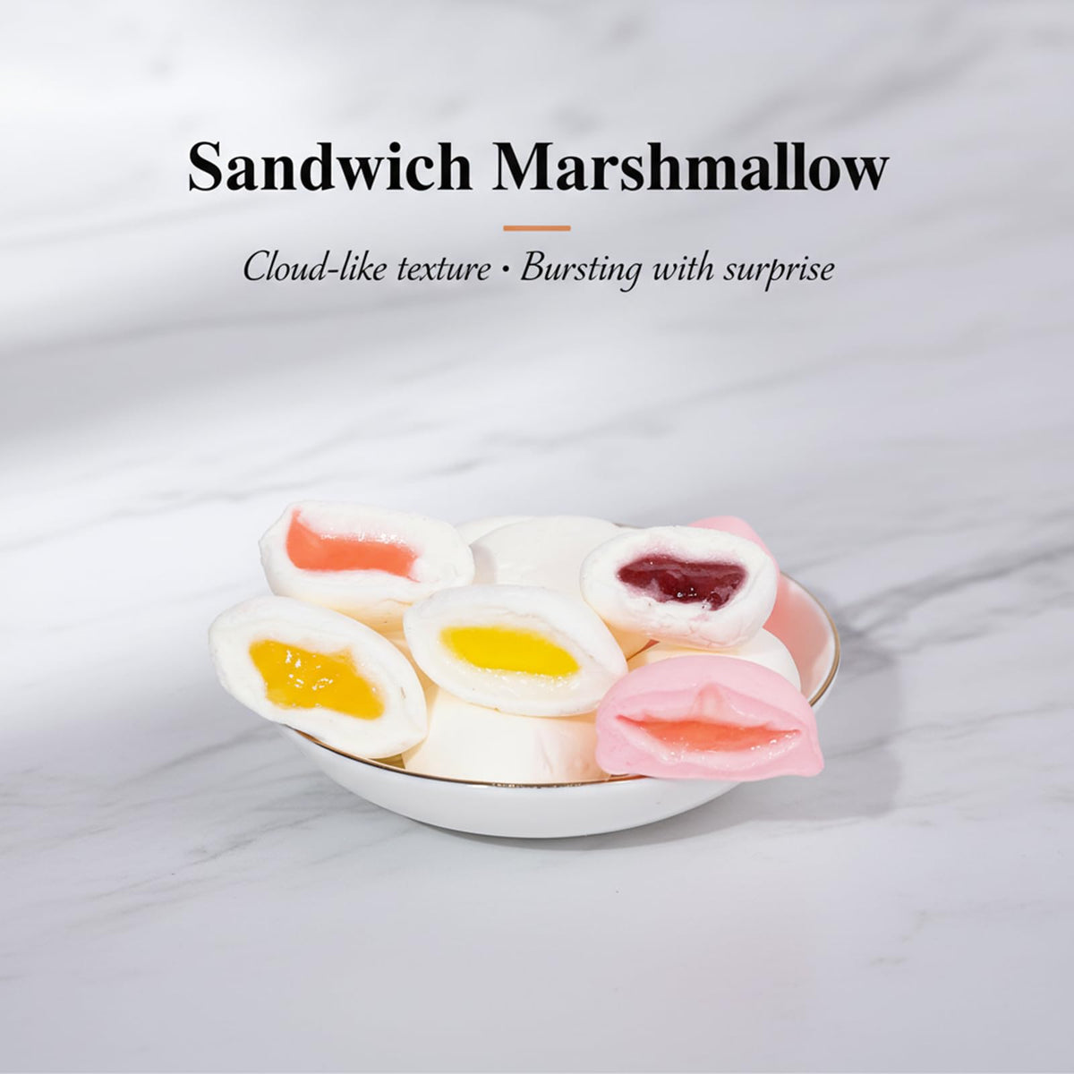 SODGHYTR Marshmallows texture close-up highlights soft, melt-in-mouth feel