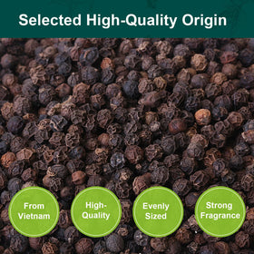 Soeos aromatic peppercorns ready to grind, adding bright depth to dishes.