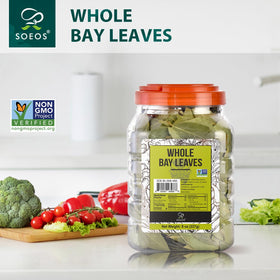 Soeos Bay Leaves closeup reveals sturdy fragrant dried leaves