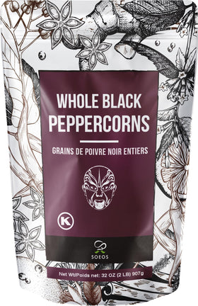 Soeos Black Peppercorns 32oz pack for fresh grinding and versatile cooking.