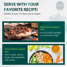 Soeos Black Peppercorns favored by chefs and home cooks for depth