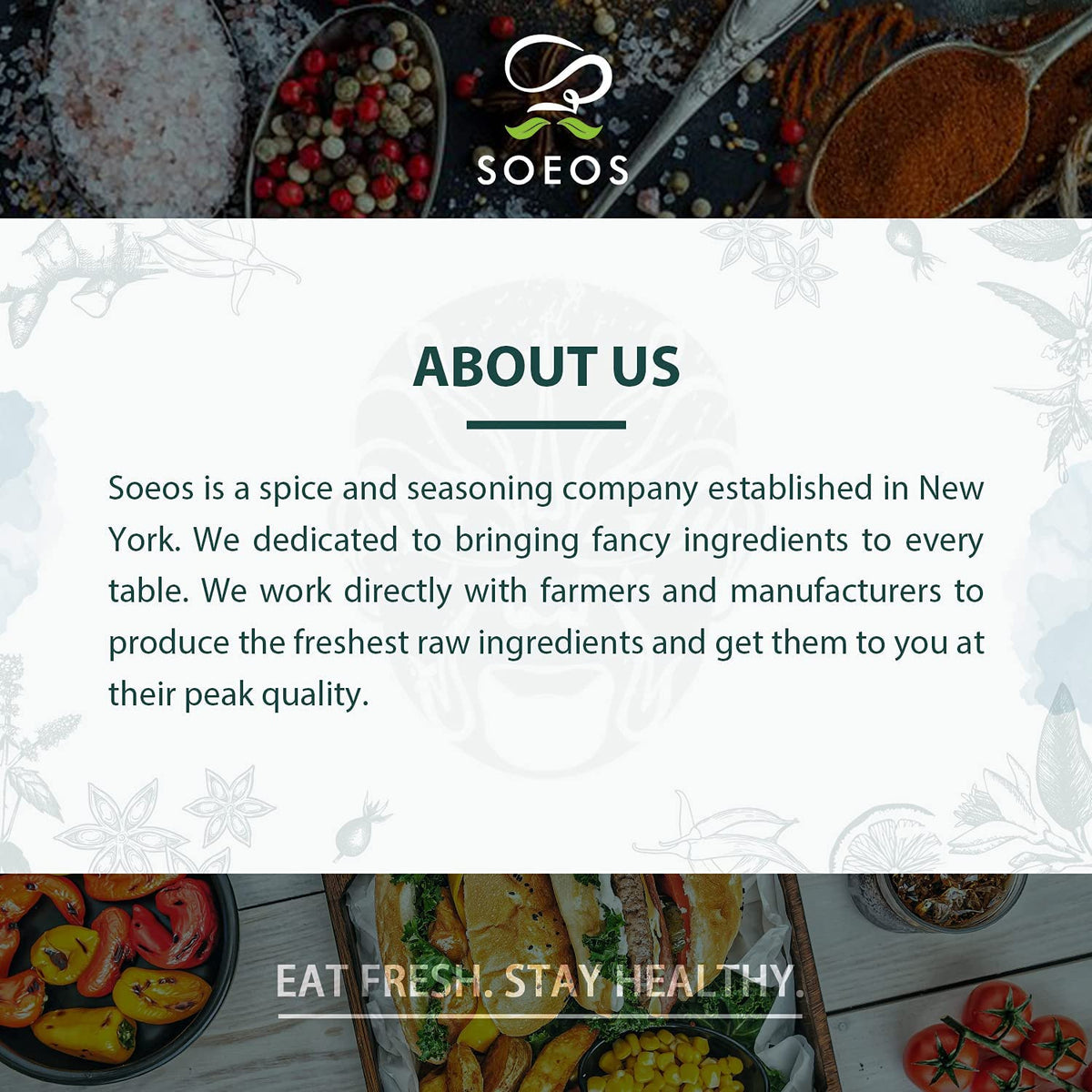 Soeos black peppercorns add versatile flavor to meals.