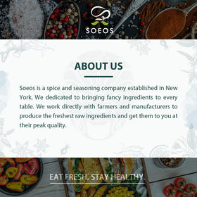 Soeos black peppercorns add versatile flavor to meals.