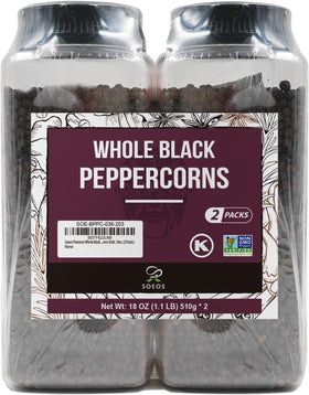 Soeos Black Peppercorns resealable bags preserving pepper freshness
