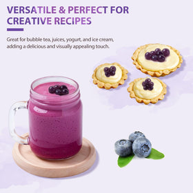 Soeos Blueberry Popping Boba as a smoothie topping for fruit forward drinks.