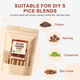 Soeos sticks used to decorate desserts with natural cinnamon notes.