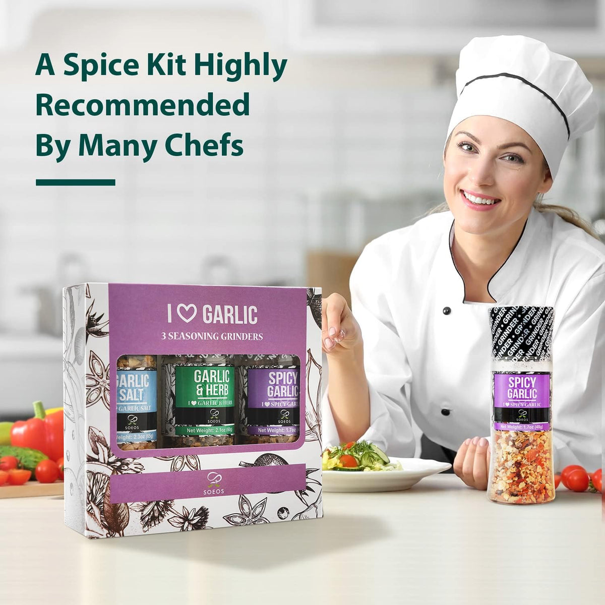 Soeos chili pepper spice grinder ready to add bold heat to meals.