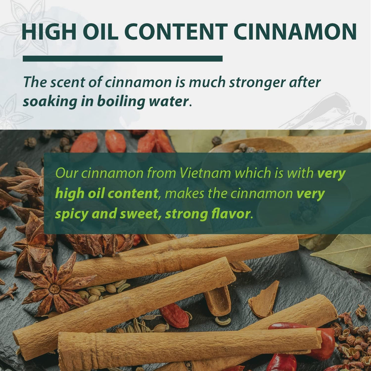 Soeos Cinnamon Sticks tea infusion for fragrant beverages.