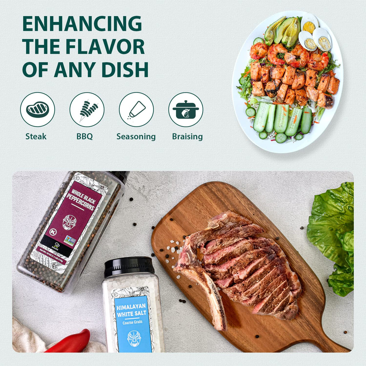 Soeos clear bottle design adds quick visibility in the kitchen