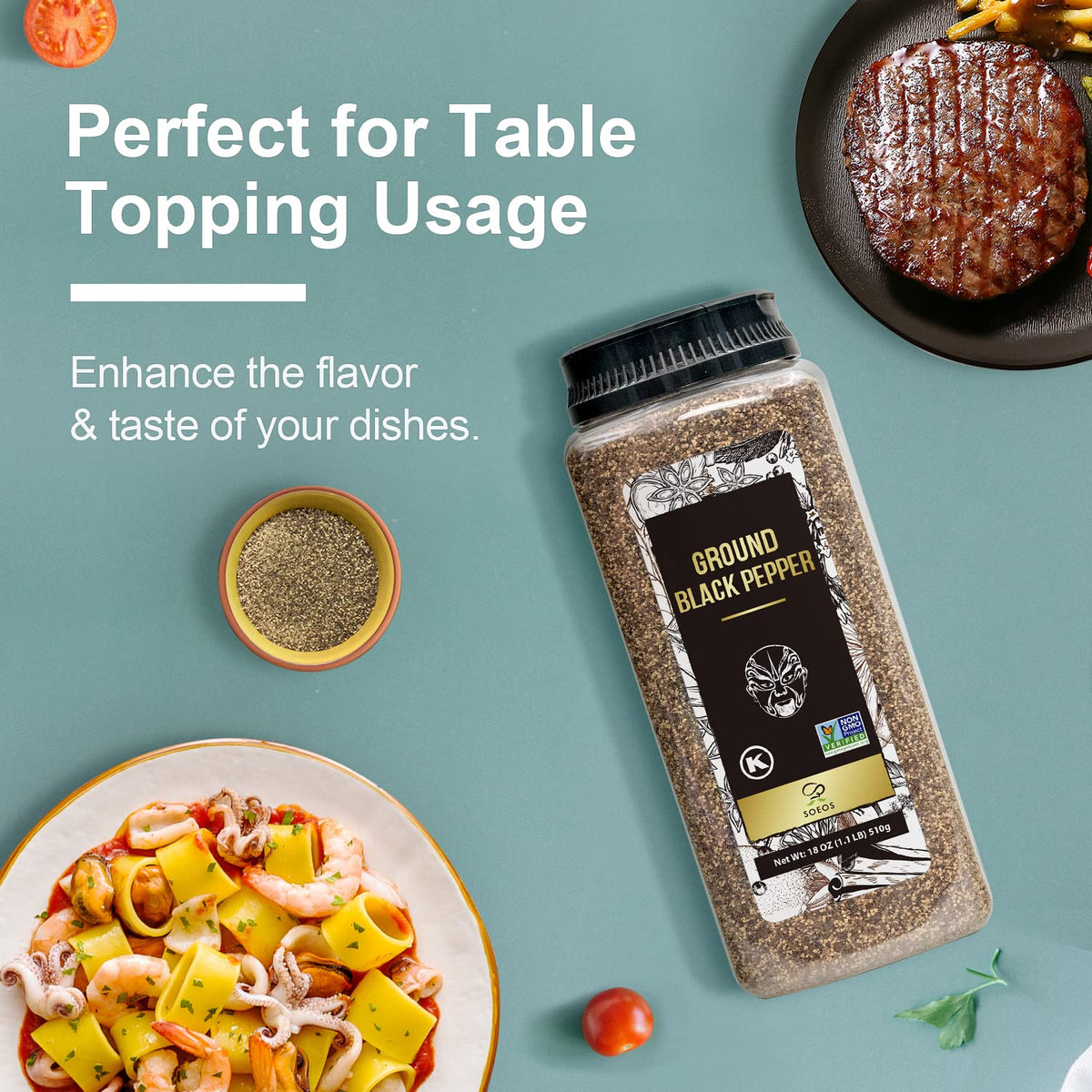 Soeos pepper aroma close-up evokes dining-ready sensory detail.
