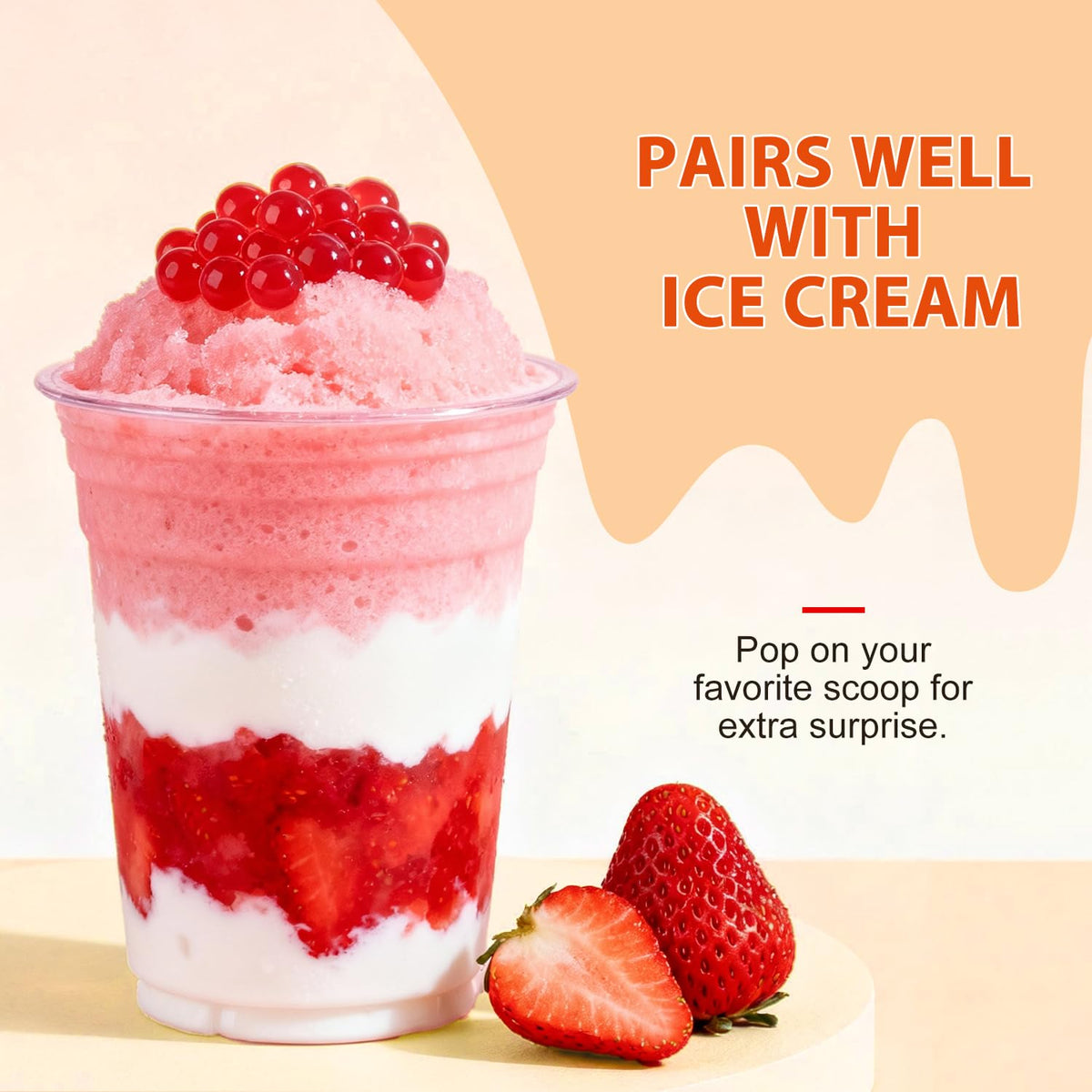 Soeos cocktail pearls for drinks offer a festive fruity accent.